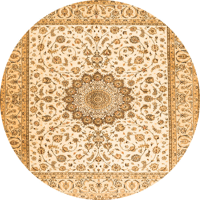 Machine Washable Medallion Orange Traditional Area Rugs, wshtr2733org