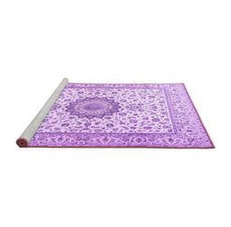Sideview of Machine Washable Medallion Purple Traditional Area Rugs, wshtr2733pur