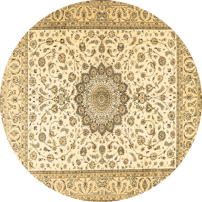 Round Medallion Brown Traditional Rug, tr2733brn