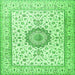 Serging Thickness of Medallion Green Traditional Rug, tr2733grn