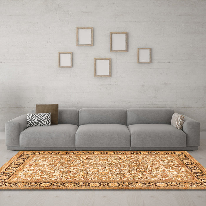 Machine Washable Persian Orange Traditional Area Rugs in a Living Room, wshtr2734org