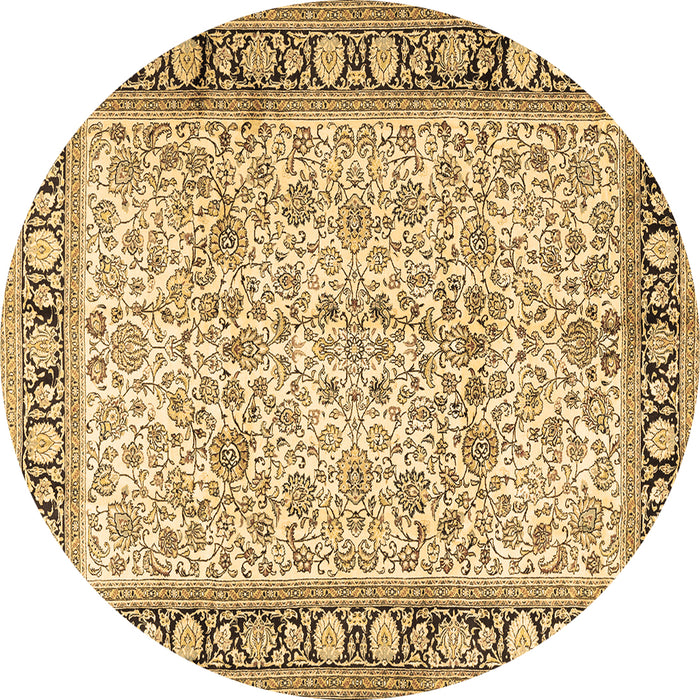 Round Machine Washable Persian Brown Traditional Rug, wshtr2734brn