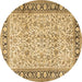 Round Machine Washable Persian Brown Traditional Rug, wshtr2734brn