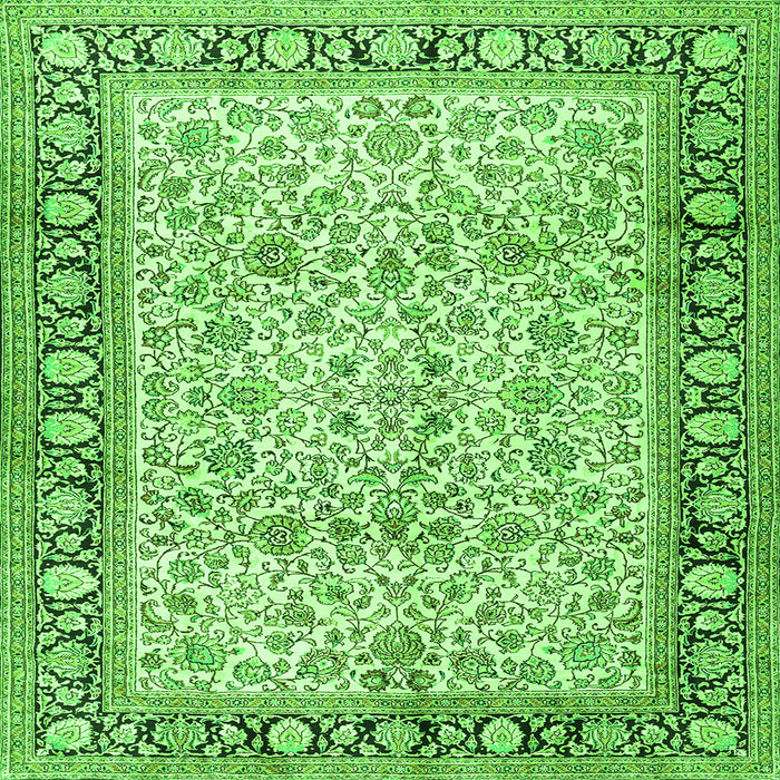 Round Machine Washable Persian Green Traditional Area Rugs, wshtr2734grn