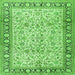 Round Machine Washable Persian Green Traditional Area Rugs, wshtr2734grn