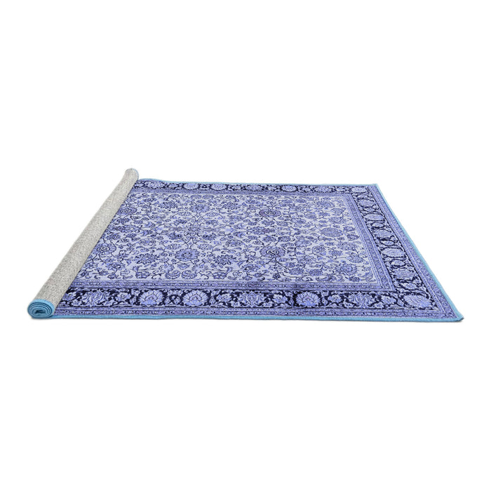 Sideview of Machine Washable Persian Blue Traditional Rug, wshtr2734blu