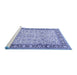 Sideview of Machine Washable Persian Blue Traditional Rug, wshtr2734blu