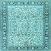 Square Machine Washable Persian Light Blue Traditional Rug, wshtr2734lblu