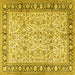 Square Machine Washable Persian Yellow Traditional Rug, wshtr2734yw