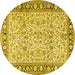 Round Machine Washable Persian Yellow Traditional Rug, wshtr2734yw