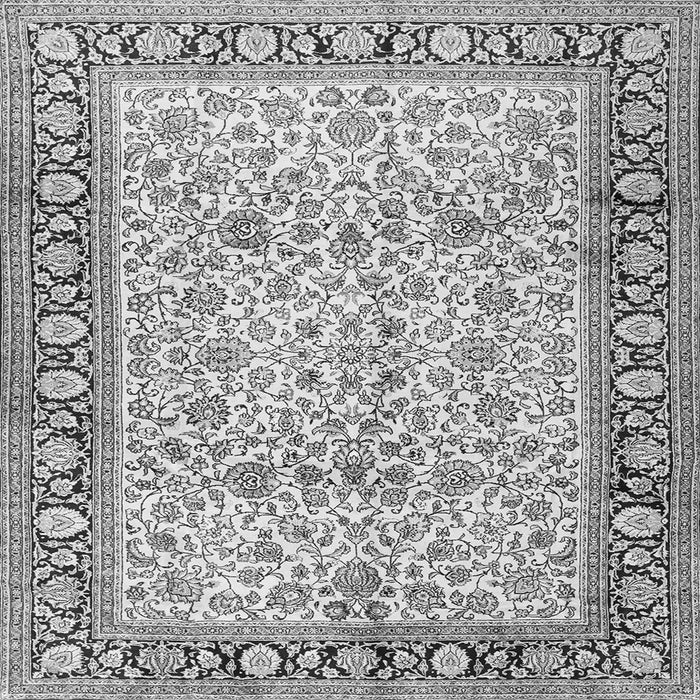 Round Machine Washable Persian Gray Traditional Rug, wshtr2734gry