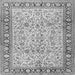 Round Machine Washable Persian Gray Traditional Rug, wshtr2734gry