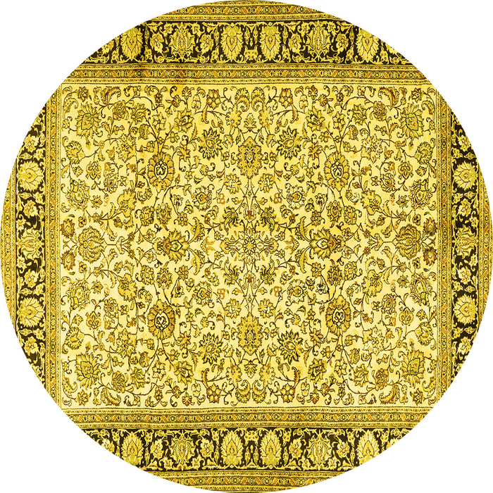 Round Persian Yellow Traditional Rug, tr2734yw