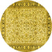 Round Persian Yellow Traditional Rug, tr2734yw