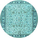 Round Machine Washable Persian Light Blue Traditional Rug, wshtr2734lblu