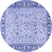 Round Machine Washable Persian Blue Traditional Rug, wshtr2734blu