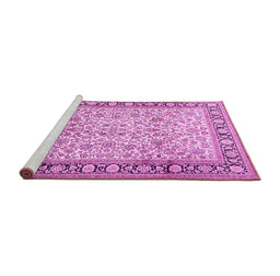 Sideview of Machine Washable Persian Pink Traditional Rug, wshtr2734pnk