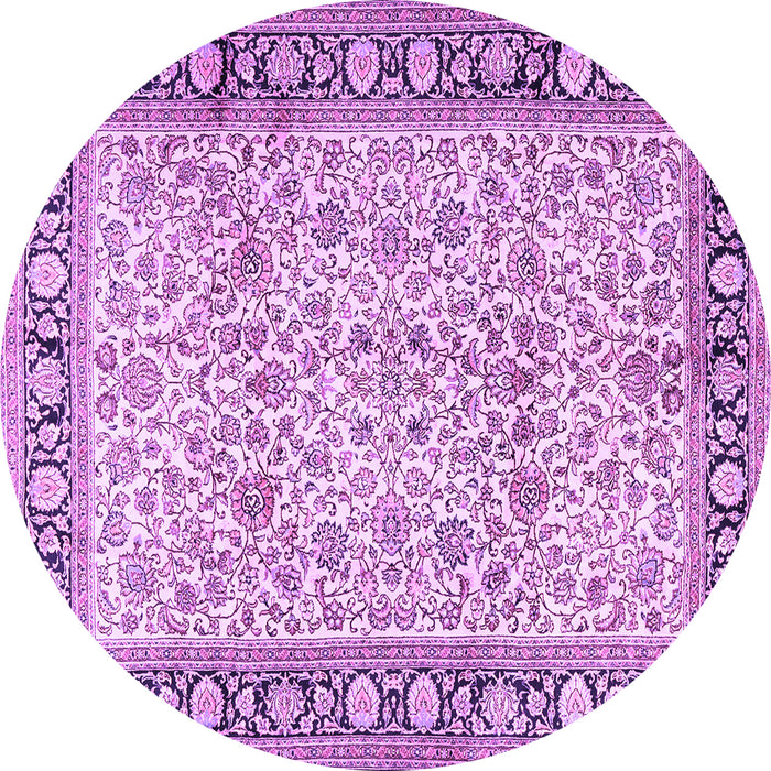 Round Machine Washable Persian Purple Traditional Area Rugs, wshtr2734pur