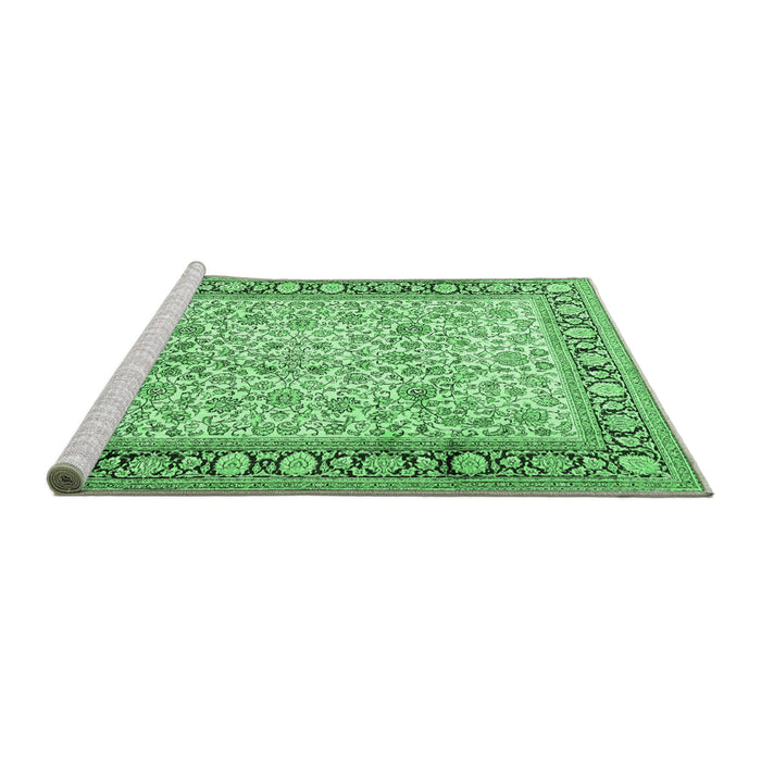 Sideview of Machine Washable Persian Emerald Green Traditional Area Rugs, wshtr2734emgrn