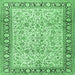 Square Machine Washable Persian Emerald Green Traditional Area Rugs, wshtr2734emgrn