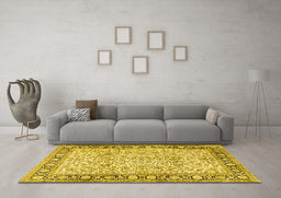 Machine Washable Persian Yellow Traditional Rug in a Living Room, wshtr2734yw