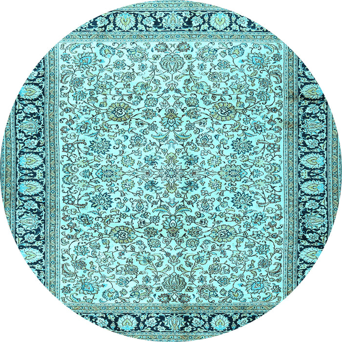 Round Persian Light Blue Traditional Rug, tr2734lblu