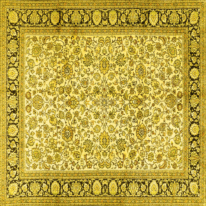 Square Persian Yellow Traditional Rug, tr2734yw