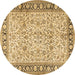 Round Persian Brown Traditional Rug, tr2734brn