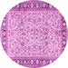 Round Machine Washable Persian Pink Traditional Rug, wshtr2734pnk