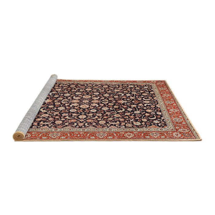 Sideview of Machine Washable Traditional Vermilion Red Rug, wshtr2735