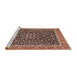 Sideview of Machine Washable Traditional Vermilion Red Rug, wshtr2735