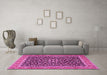 Machine Washable Persian Pink Traditional Rug in a Living Room, wshtr2735pnk