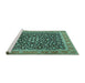 Sideview of Machine Washable Persian Turquoise Traditional Area Rugs, wshtr2735turq