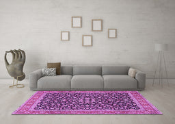 Machine Washable Persian Purple Traditional Area Rugs in a Living Room, wshtr2735pur