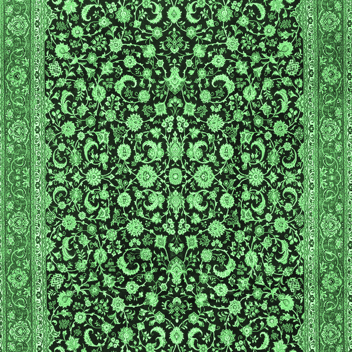 Machine Washable Persian Emerald Green Traditional Area Rugs, wshtr2735emgrn