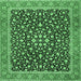 Square Machine Washable Persian Emerald Green Traditional Area Rugs, wshtr2735emgrn