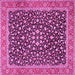 Square Machine Washable Persian Pink Traditional Rug, wshtr2735pnk