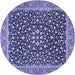 Round Machine Washable Persian Blue Traditional Rug, wshtr2735blu