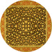 Round Persian Yellow Traditional Rug, tr2735yw