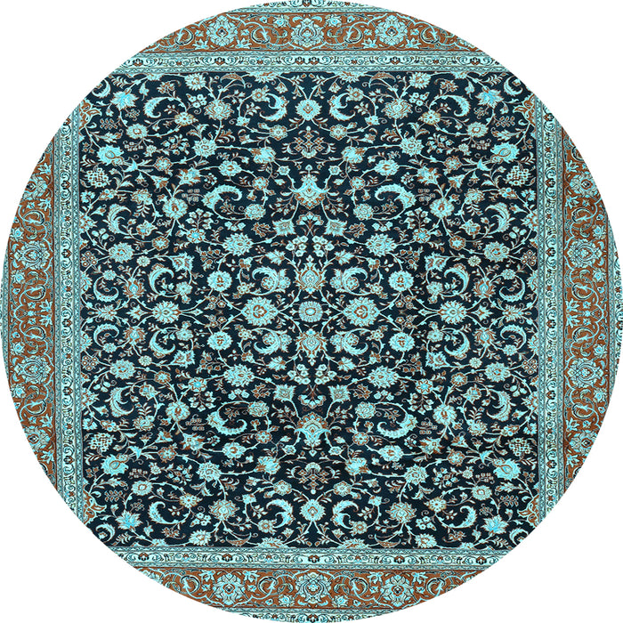 Round Machine Washable Persian Light Blue Traditional Rug, wshtr2735lblu