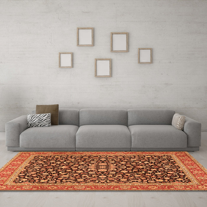 Machine Washable Persian Orange Traditional Area Rugs in a Living Room, wshtr2735org