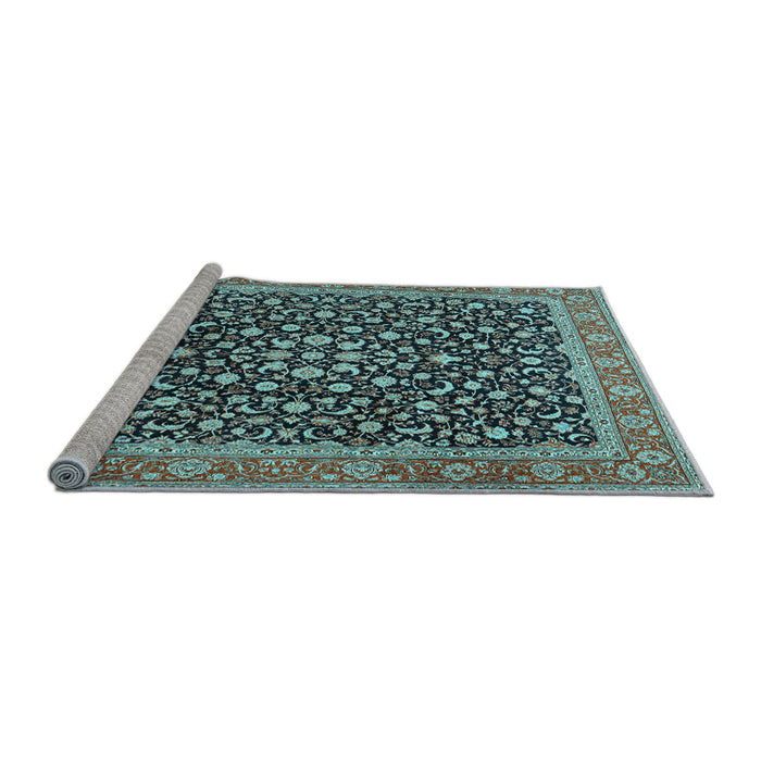 Sideview of Machine Washable Persian Light Blue Traditional Rug, wshtr2735lblu