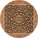 Round Persian Brown Traditional Rug, tr2735brn
