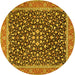 Round Machine Washable Persian Yellow Traditional Rug, wshtr2735yw