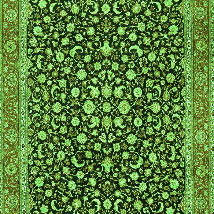 Serging Thickness of Machine Washable Persian Green Traditional Area Rugs, wshtr2735grn