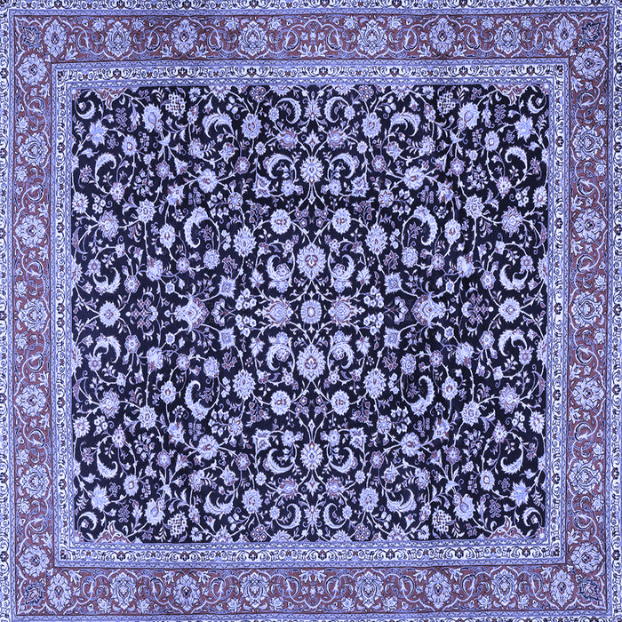 Square Machine Washable Persian Blue Traditional Rug, wshtr2735blu