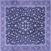 Square Machine Washable Persian Blue Traditional Rug, wshtr2735blu