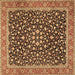 Square Machine Washable Persian Brown Traditional Rug, wshtr2735brn