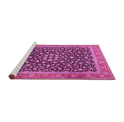 Sideview of Machine Washable Persian Pink Traditional Rug, wshtr2735pnk