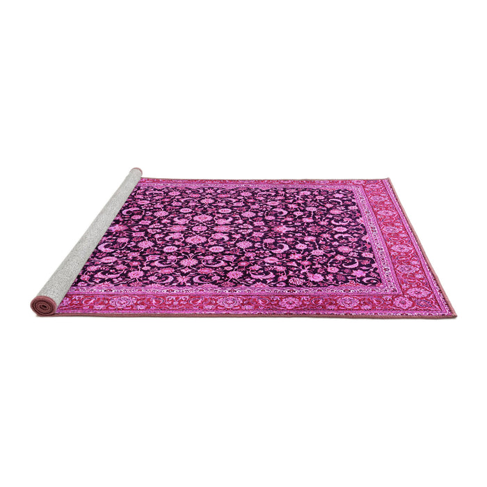 Sideview of Machine Washable Persian Pink Traditional Rug, wshtr2735pnk